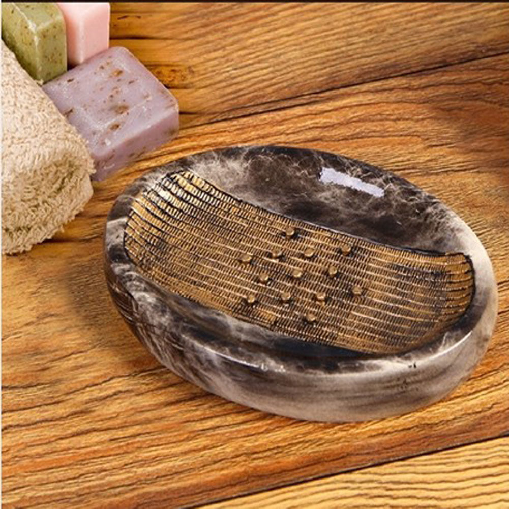 Modern Brown Resin Soap Dish Bathroom Jewelry Plate Holder