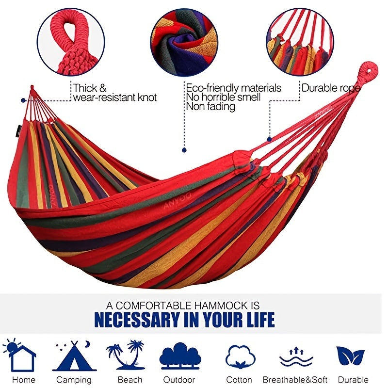 Outdoor Garden Camping Hammock With Tree Straps For Hanging; Durable Hammock Holds Up To 450lbs; Portable Hammock With Travel Bag Perfect For Outdoor/Indoor Patio Backyard Camping (102.36x31.5inch)