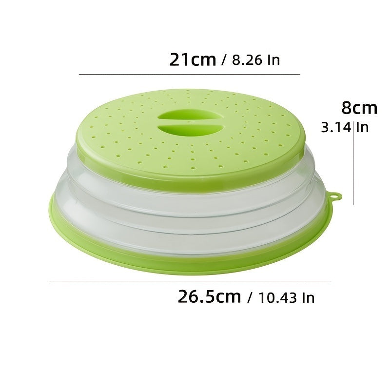 1pc Microwave Splatter Cover; Heating Folding Cover; Silicone Fresh-keeping Cover; Oil-proof Splash-proof Cover With Hook Cooking Lid