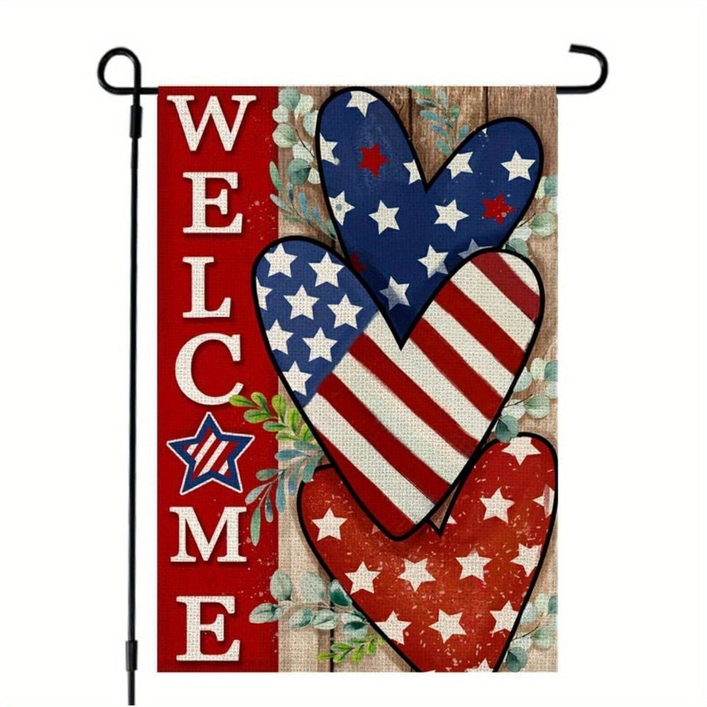 4th Of July Patriotism Linen Double Sided Garden Flag (12''x18''); Home Decor; Anniversary Independence Day Outdoor Decor; Yard Decor; Garden Decorations (No Metal Brace)