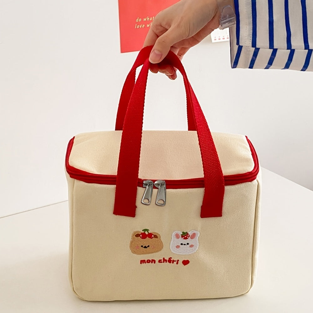 1pc Cartoon Cute Tote Bag; Insulated Lunch Bag; Lunch Box Bag