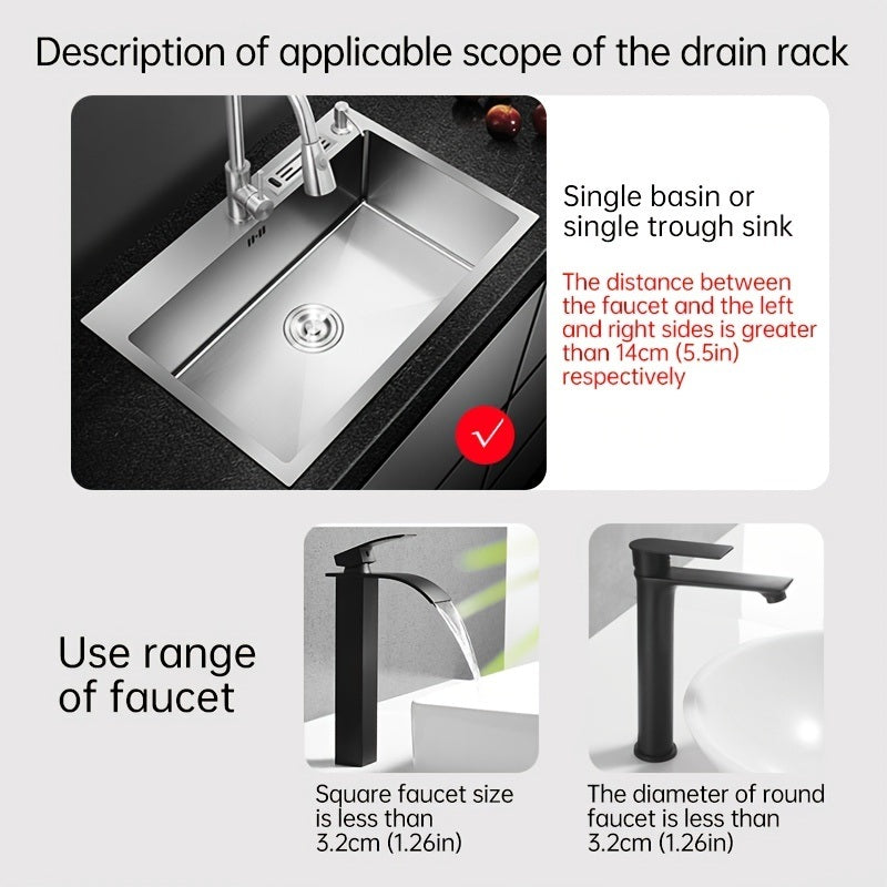 1pc Splash Guard For Sink Faucet; 10.63"x5.51"; Faucet Drain Rack; Super Absorbent Fast Drying Mat Sink Gadgets; Drip Catcher For Kitchen; Drain Storage Rack For Kitchen Rag And Sponge Brush