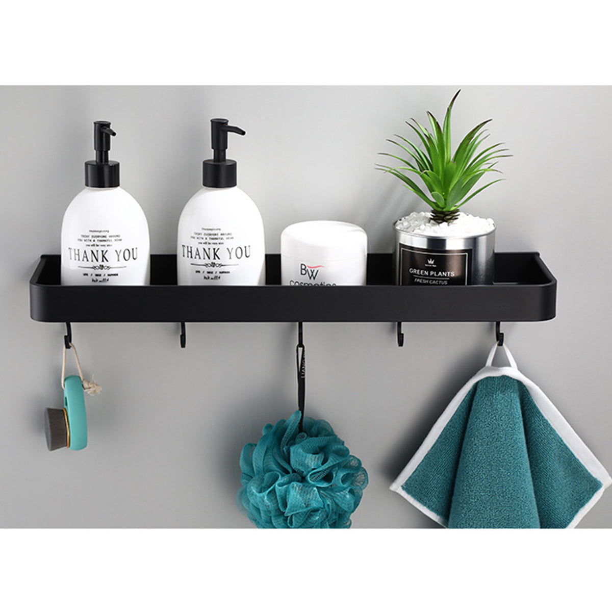 Bathroom Towel Rack with Hook and Rod Apace Aluminum Shelf