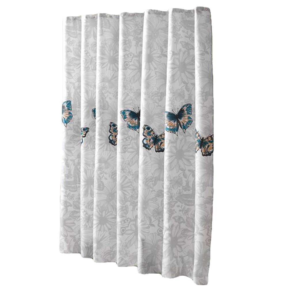 Butterfly Shower Curtain Grey Bath Curtains Polyester Waterproof, 180x180 cm