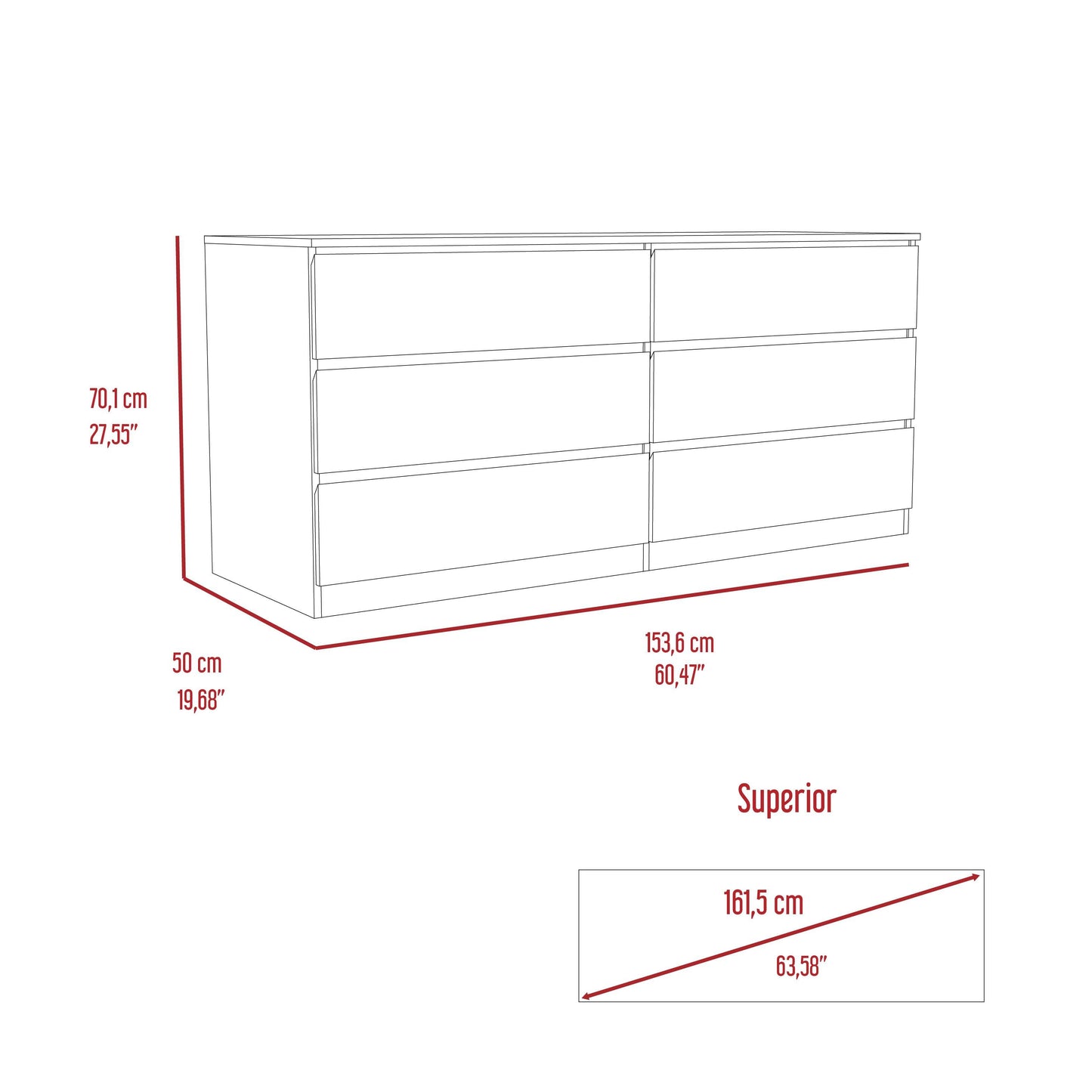 Tryon 2 Piece Bedroom Set, Drawer Dresser + Drawer Dresser, Black