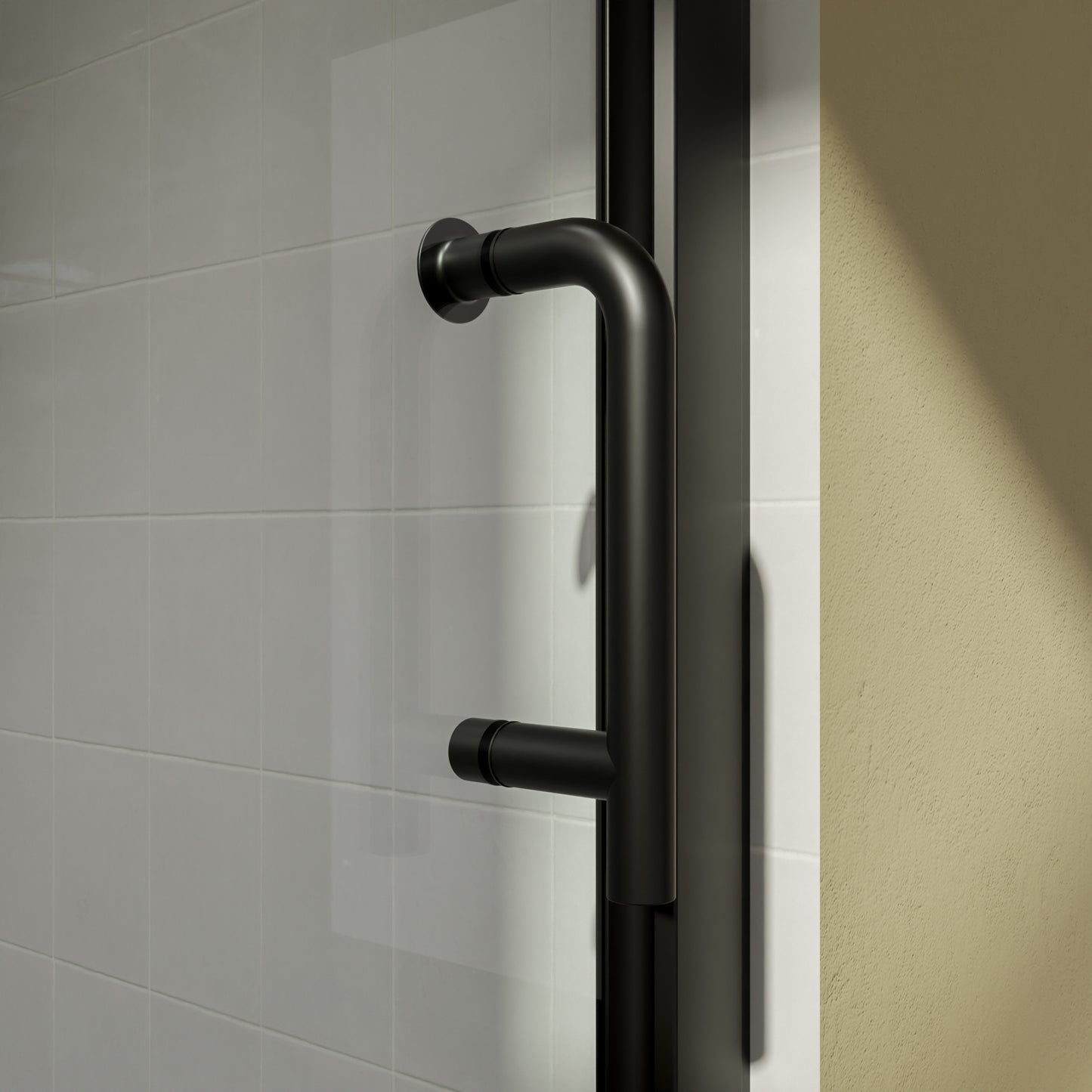 32" x 72" Pivot Glass Shower Door with Tempered Glass Swing Bathroom Shower Doors with Stainless Handle Frameless Hinged Shower Panel Matte Black