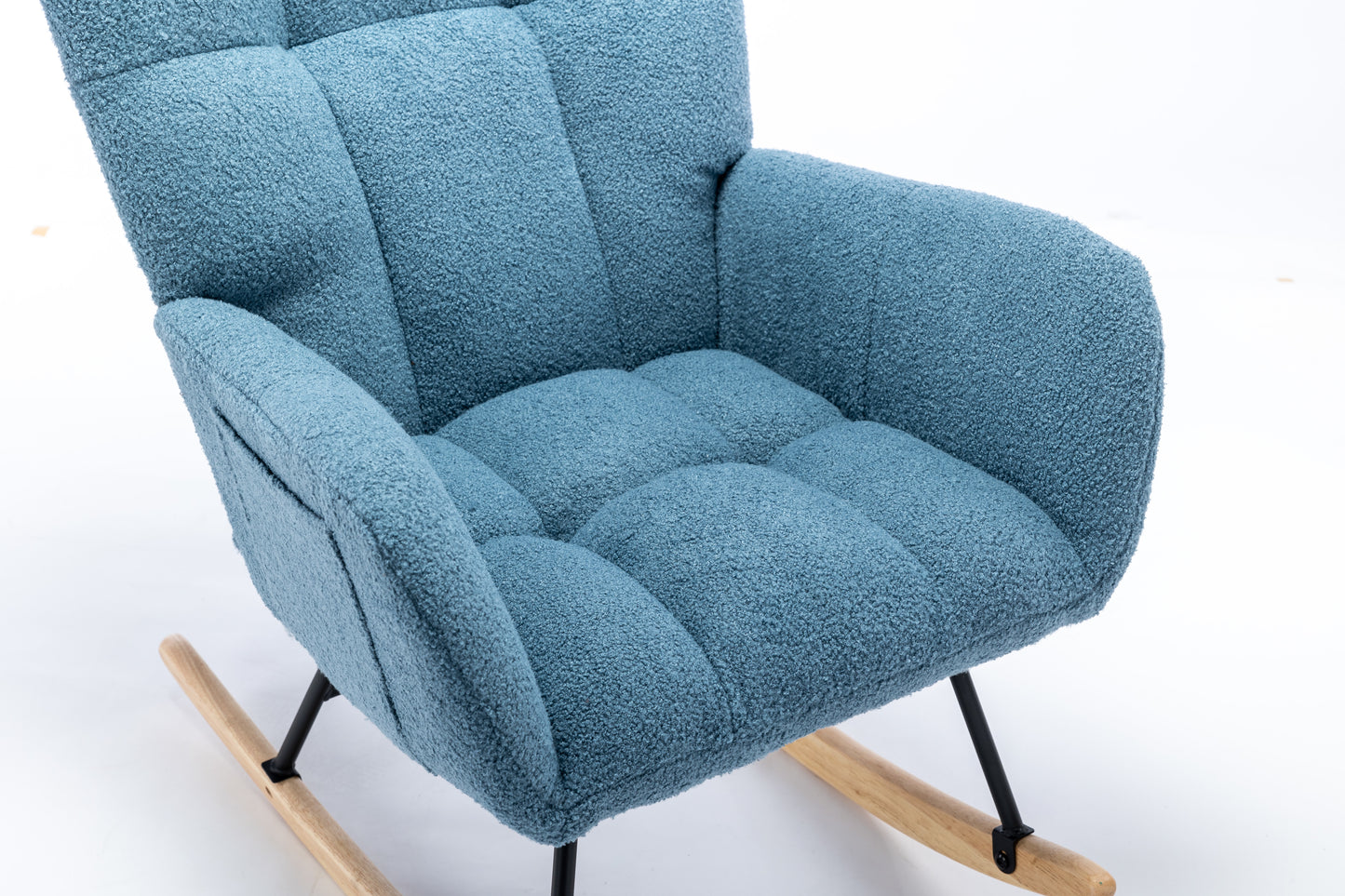 Rocking Chair, Soft Teddy Velvet Fabric Rocking Chair for Nursery, Comfy Wingback Glider Rocker with Safe Solid Wood Base for Living Room Bedroom Balcony