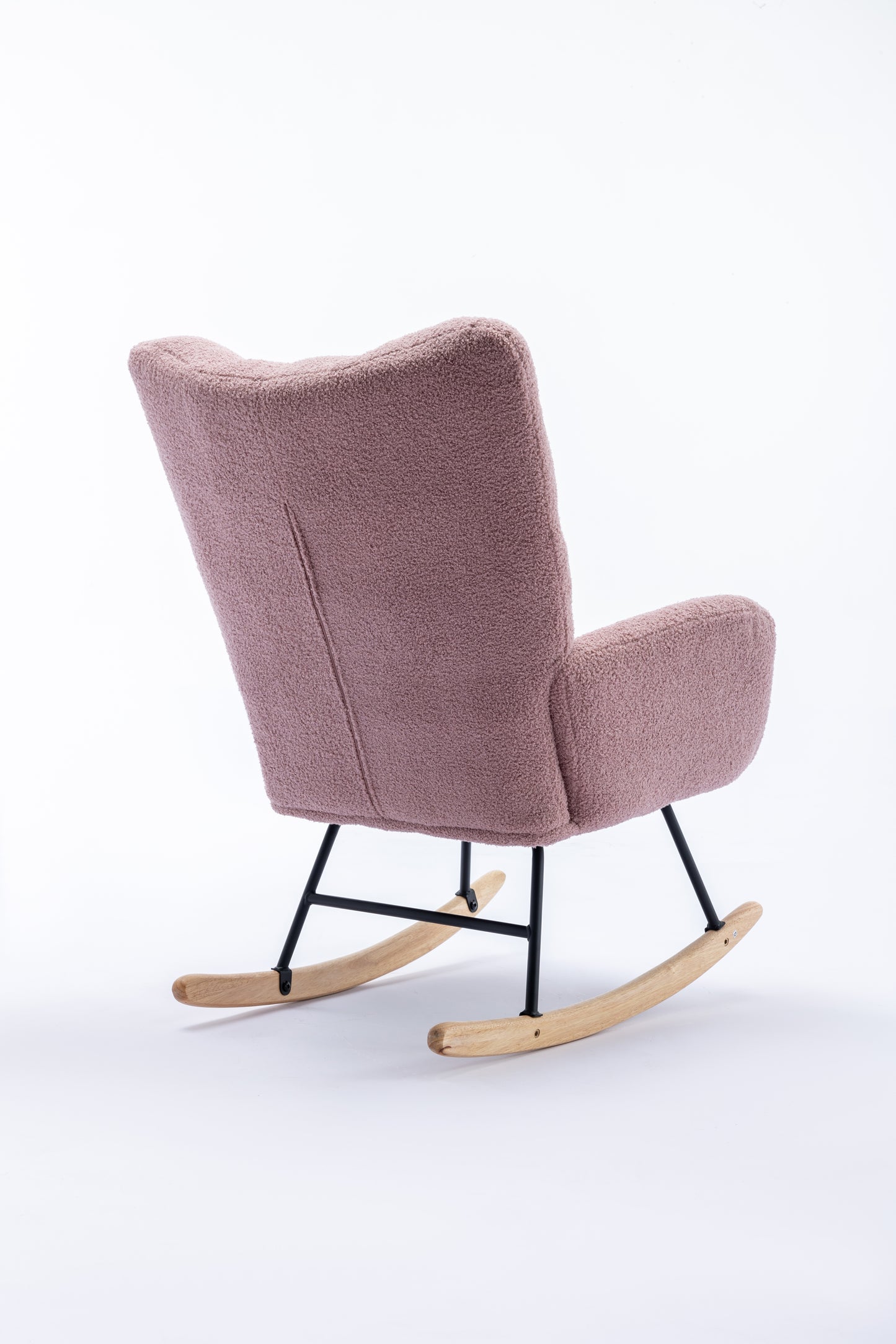 Rocking Chair, Soft Teddy Velvet Fabric Rocking Chair for Nursery, Comfy Wingback Glider Rocker with Safe Solid Wood Base for Living Room Bedroom Balcony