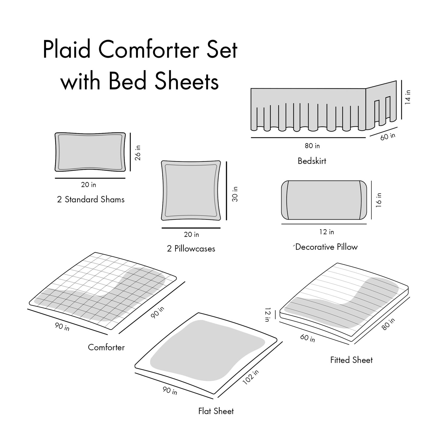 Plaid Comforter Set with Bed Sheets