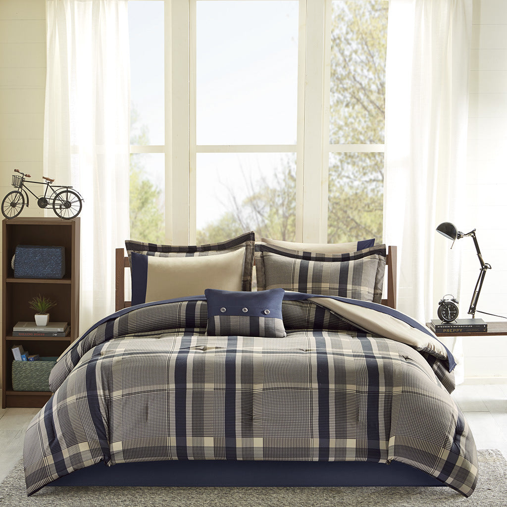 Plaid Comforter Set with Bed Sheets