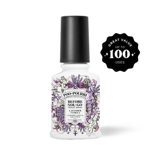 Poo~Pourri Lavender Vanilla, Lavender + Vanilla + Citrus Before-You-Go Toilet Spray, 2 Oz (Odor eliminating Air Freshener)