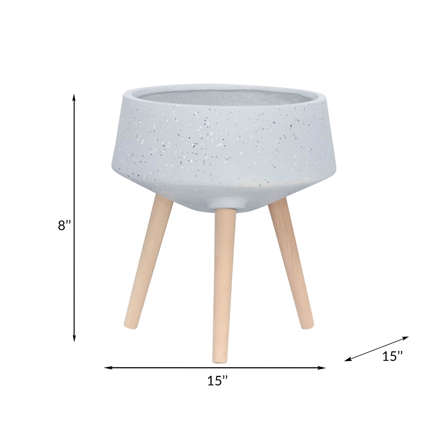 S/2 11/15" TERRAZZO PLANTER W/ WOOD LEGS, GRAY