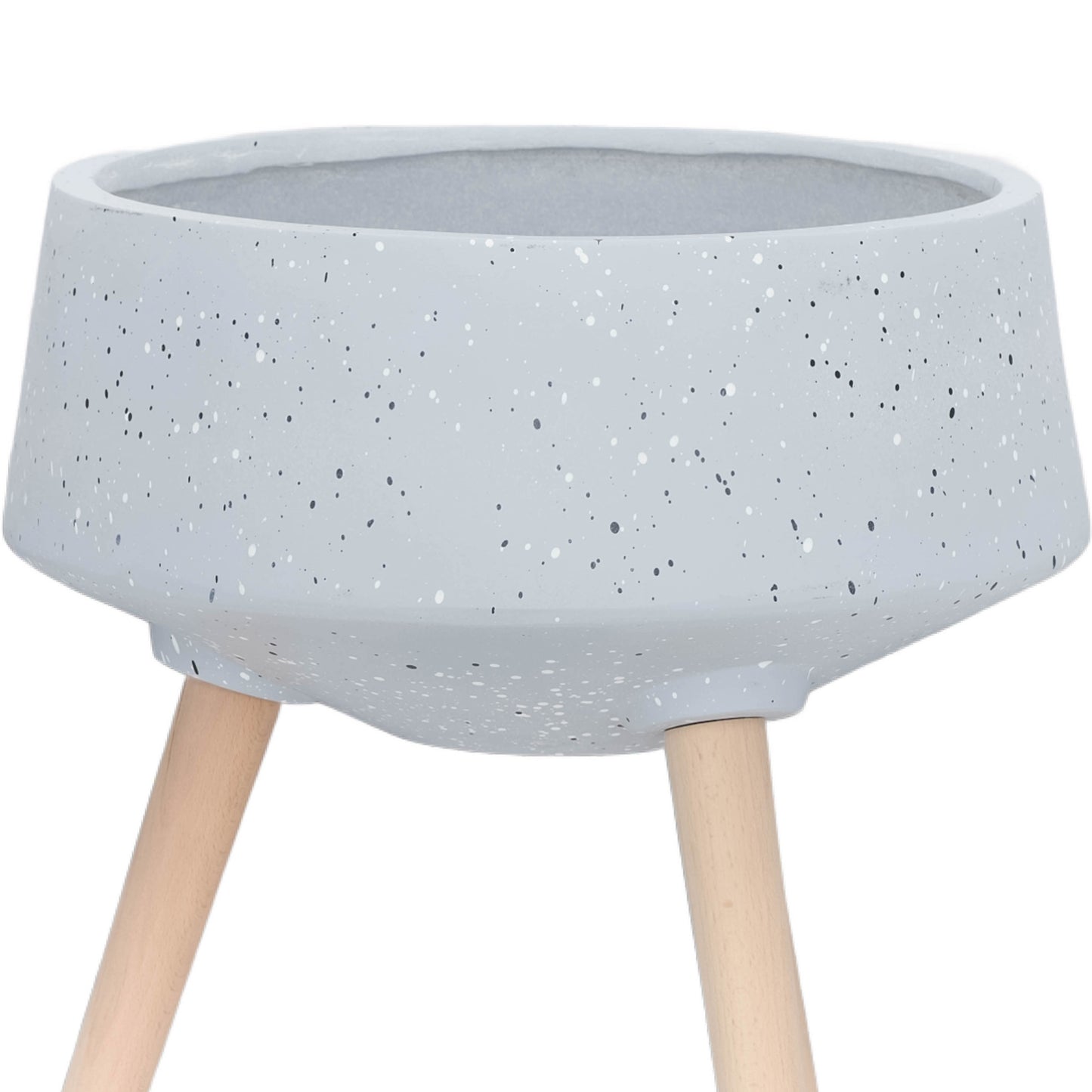 S/2 11/15" TERRAZZO PLANTER W/ WOOD LEGS, GRAY