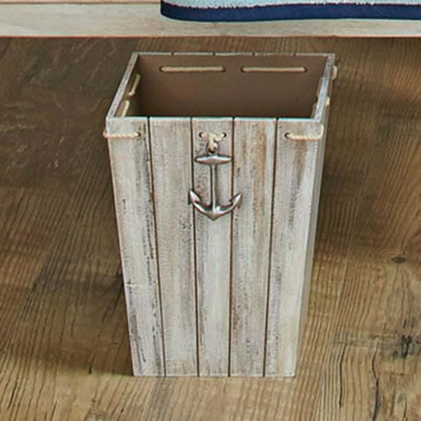 Better Homes & Gardens Wood Nautical Bathroom Wastebasket, 8.07" x 8.07" x 10", Volume Capacity 651.25 inches, 1 Each