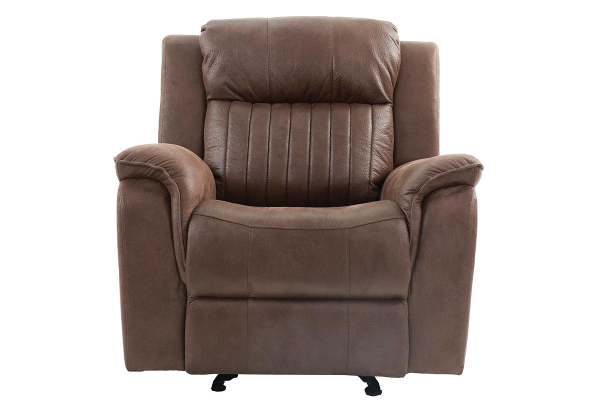 Contemporary Manual Motion Glider Recliner Chair 1pc Living Room Furniture Dark Coffee Breathable Leatherette