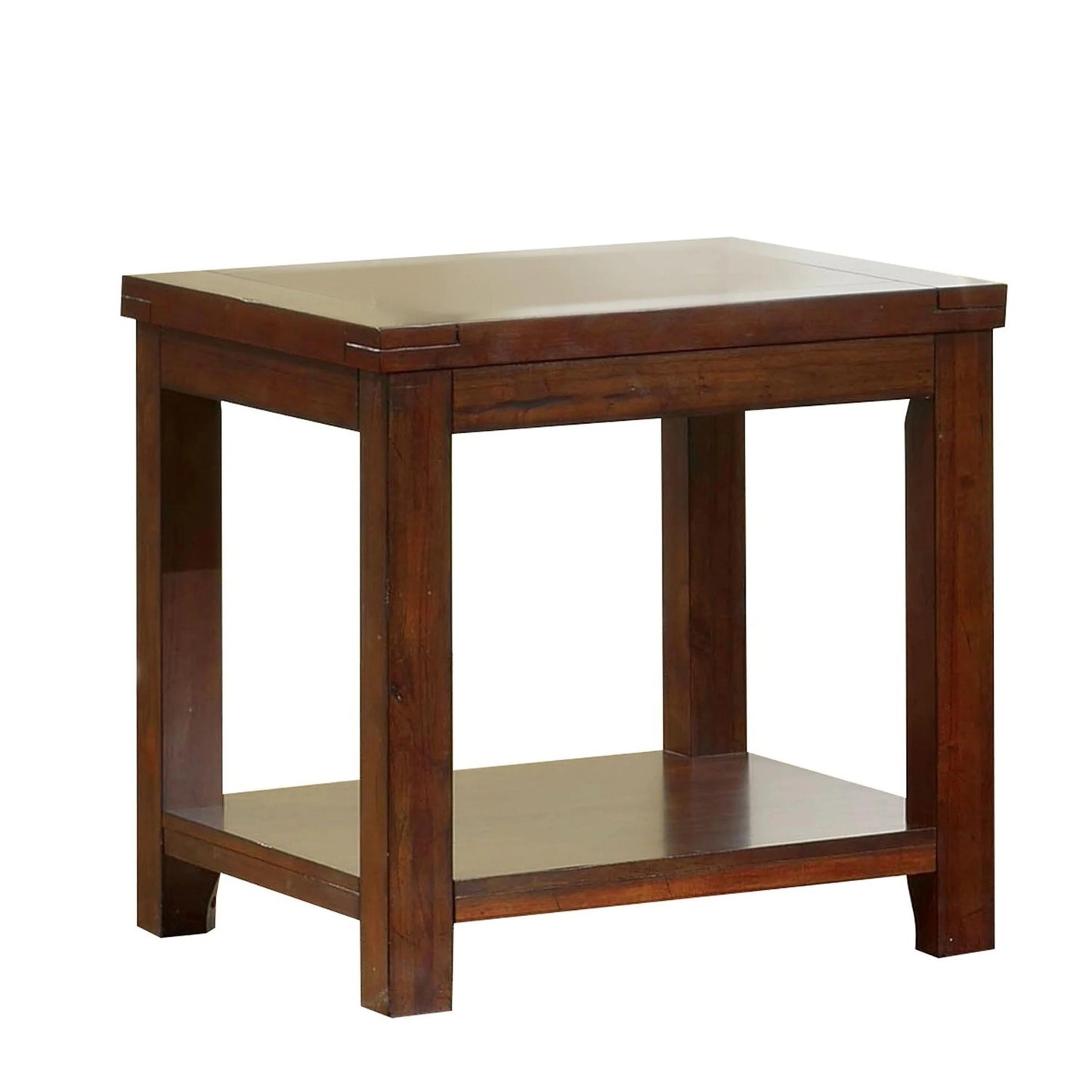 End Table Dark Cherry Open Shelf Natural Wood Grain Design 1pc Table Living Room Furniture