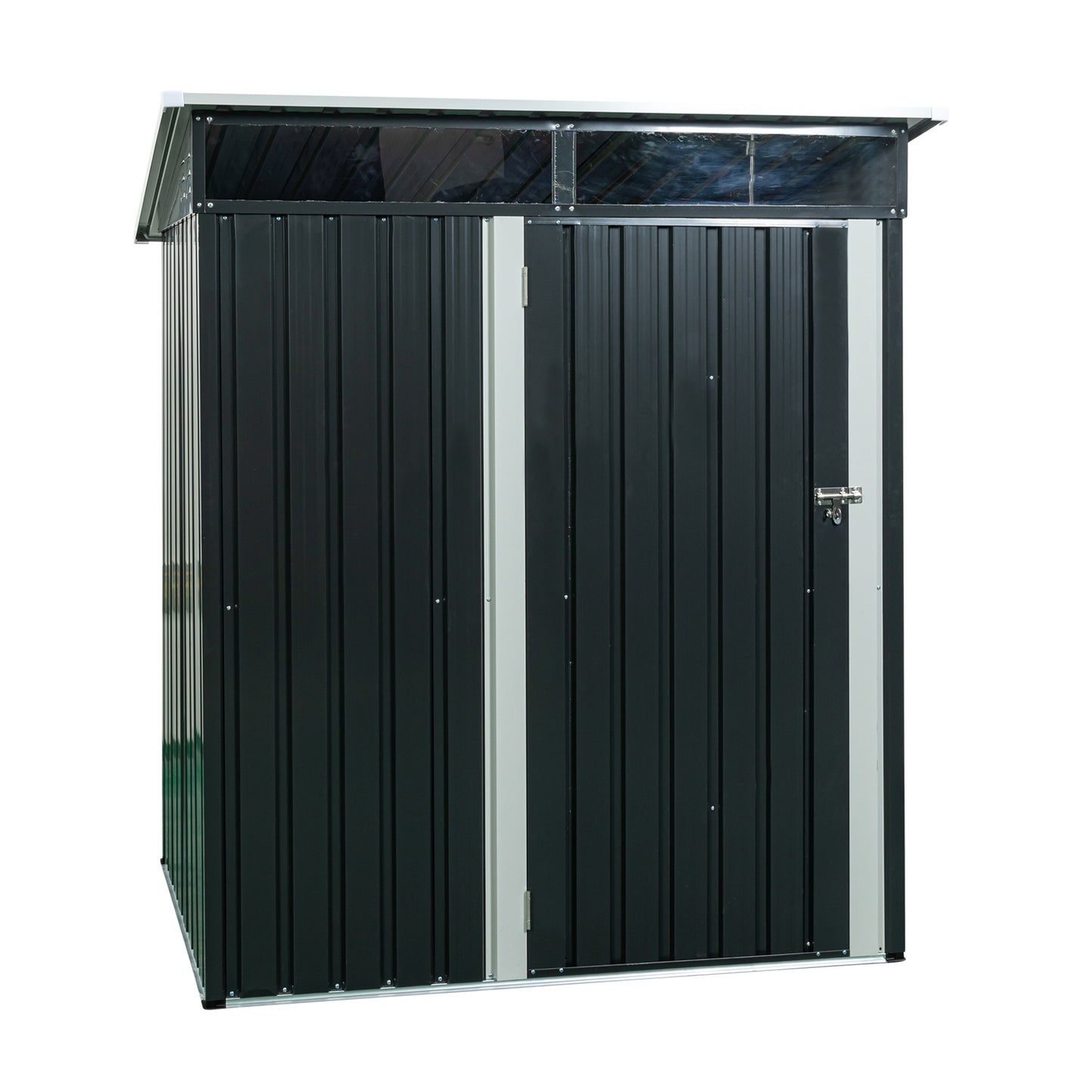 TC53BL 5ft x 3ft Outdoor Metal Storage Shed Transparent Plate Black