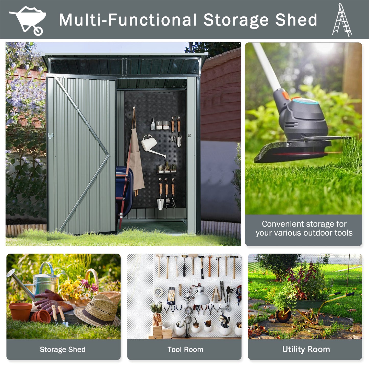 TC53BL 5ft x 3ft Outdoor Metal Storage Shed Transparent Plate Black