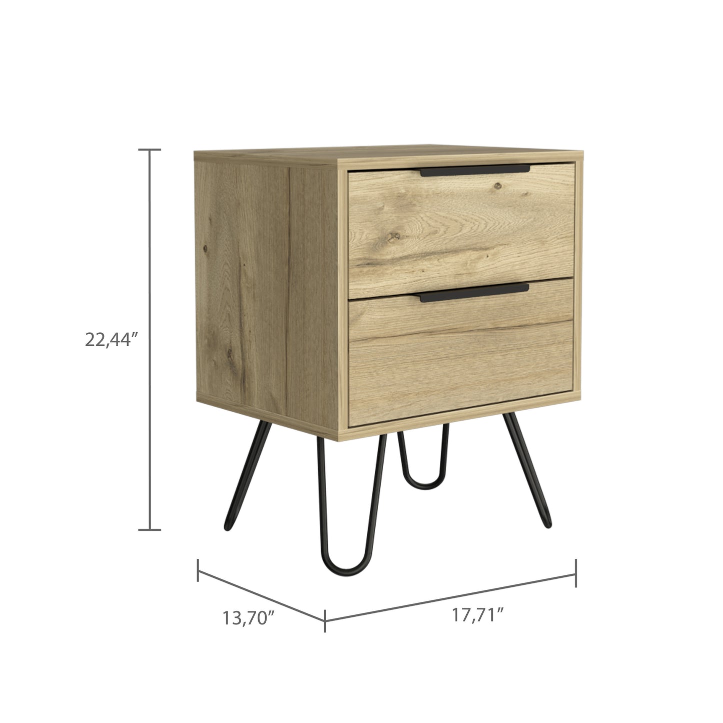 Mansfield 2-Drawer Rectangle Nightstand Light Oak