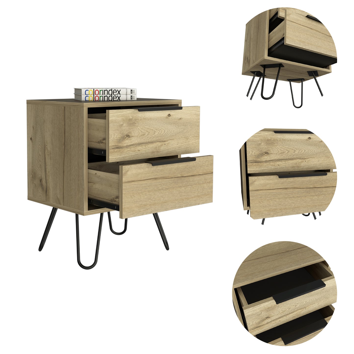 Mansfield 2-Drawer Rectangle Nightstand Light Oak