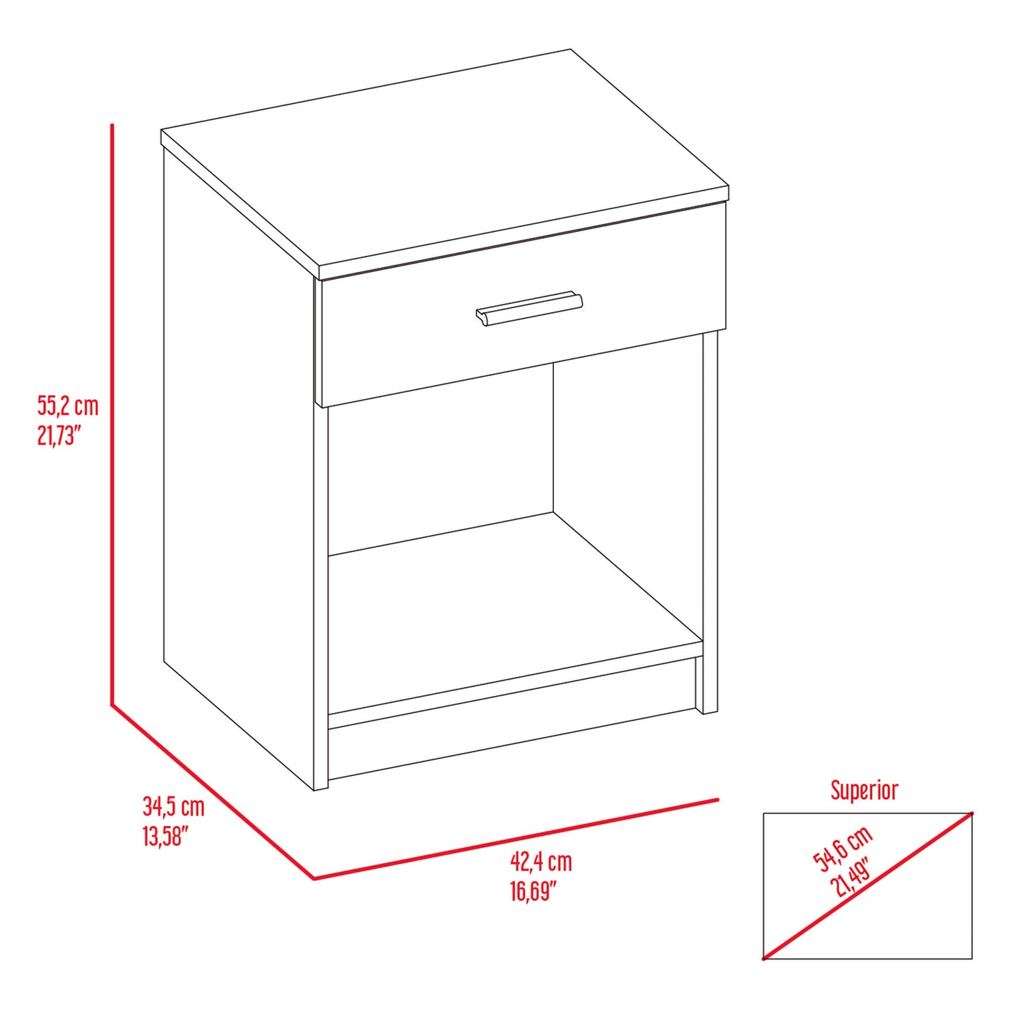 Merimac 1-Drawer 1-Shelf Nightstand Light Grey