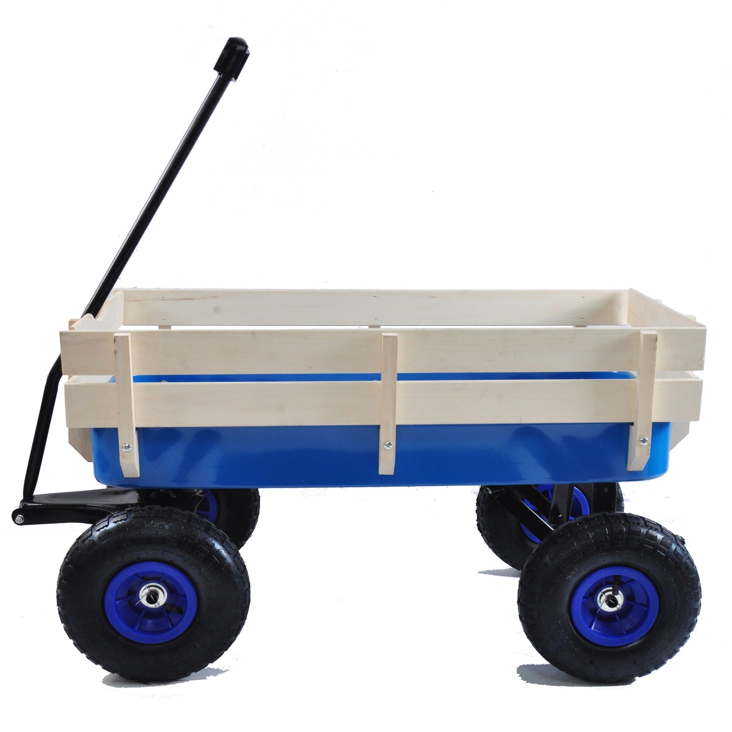 Outdoor Wagon All Terrain Pulling Wood Railing Air Tires Garden Cart