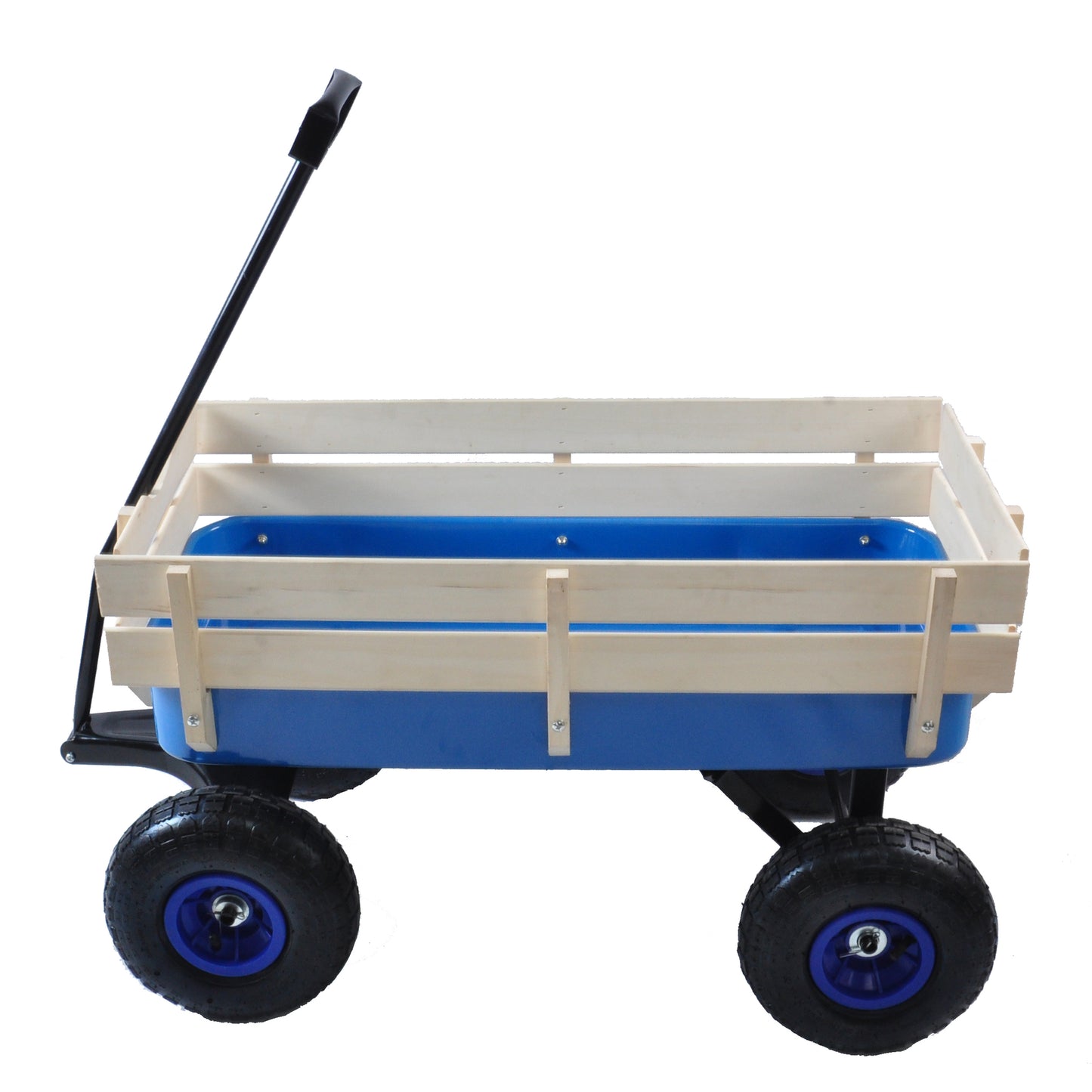 Outdoor Wagon All Terrain Pulling Wood Railing Air Tires Garden Cart