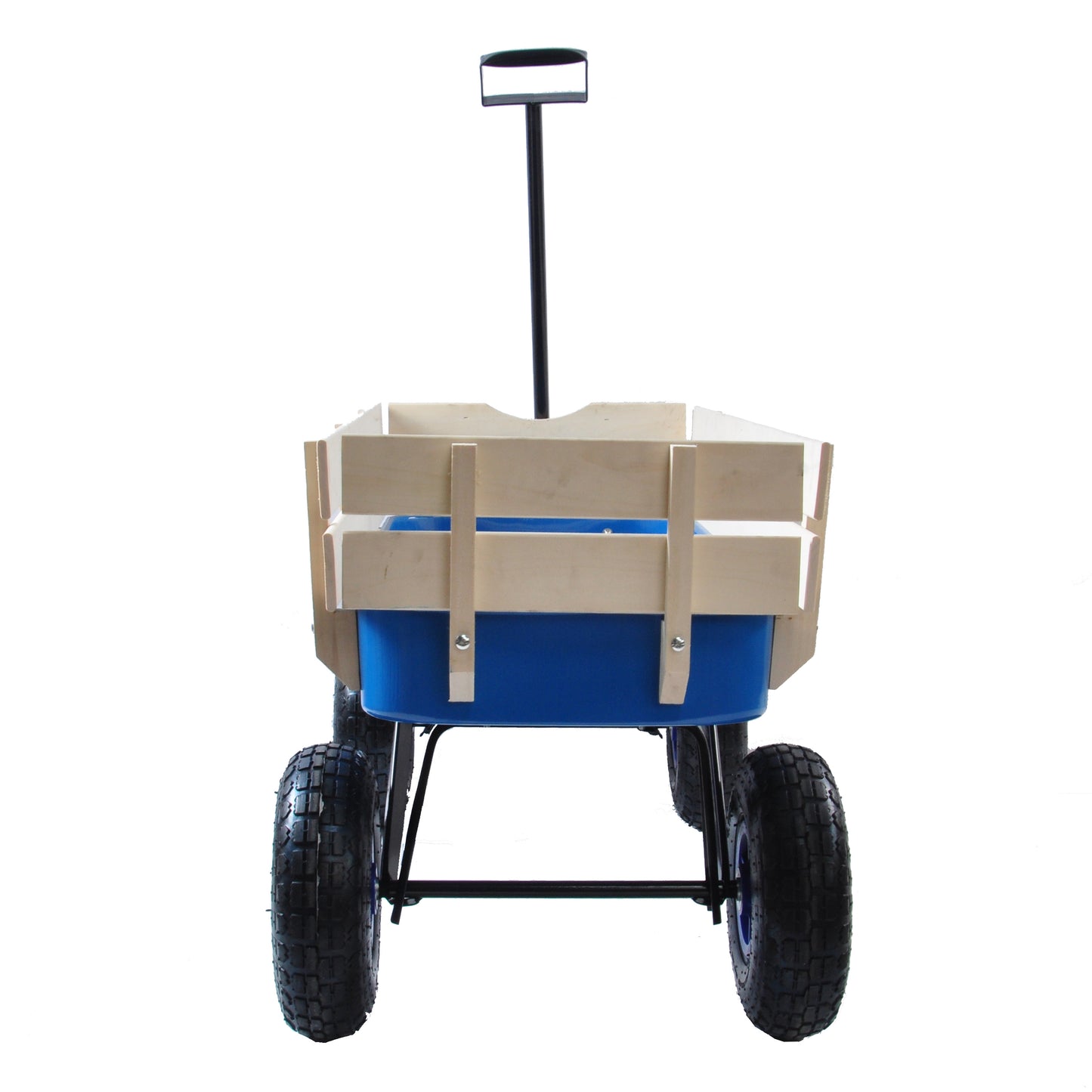 Outdoor Wagon All Terrain Pulling Wood Railing Air Tires Garden Cart