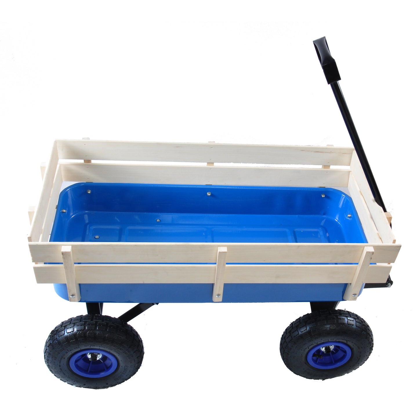 Outdoor Wagon All Terrain Pulling Wood Railing Air Tires Garden Cart