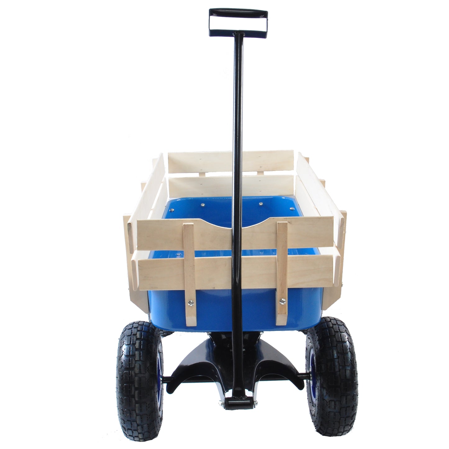 Outdoor Wagon All Terrain Pulling Wood Railing Air Tires Garden Cart