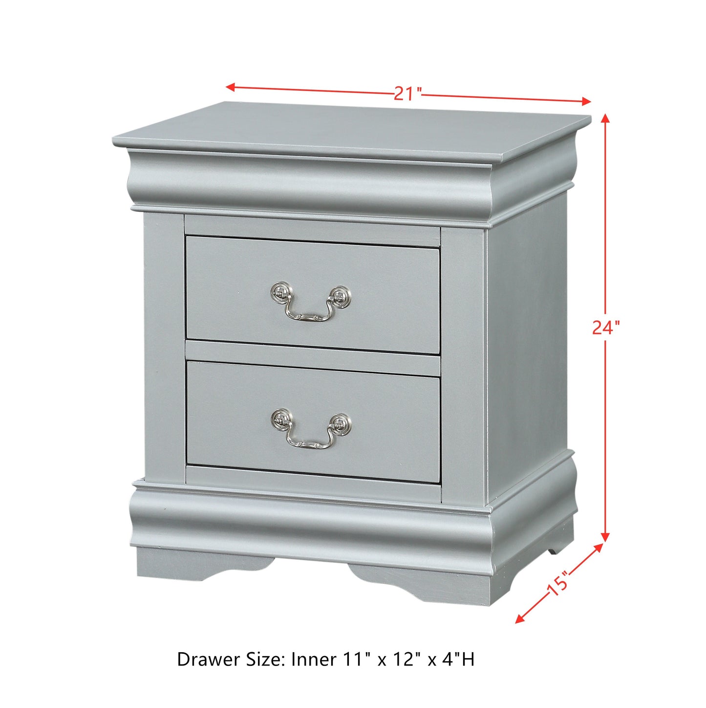 ACME Louis Philippe Nightstand in Platinum 26733