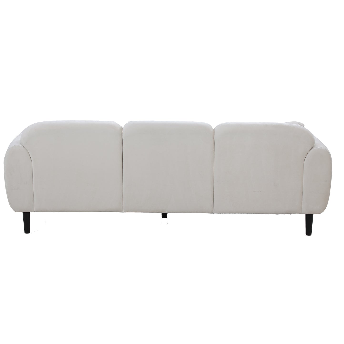 Mid Century Modern 3 seater Couch Velveteen sofa with solid wood leg for Living Room, bedroom, livingroom Beige