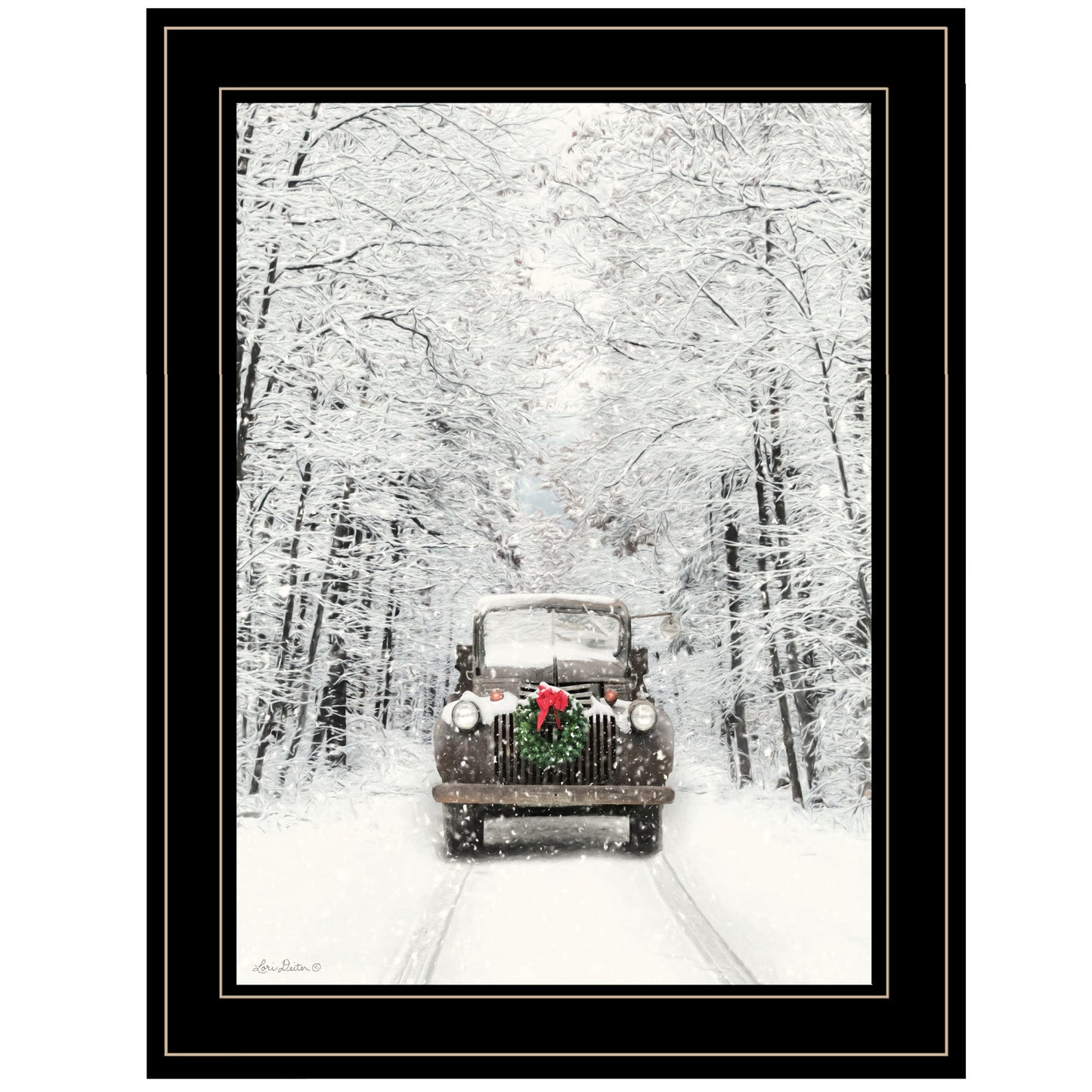 Trendy Decor 4U "Antique Christmas" Framed Wall Art, Modern Home Decor Framed Print for Living Room, Bedroom & Farmhouse Wall Decoration by Lori Deiter