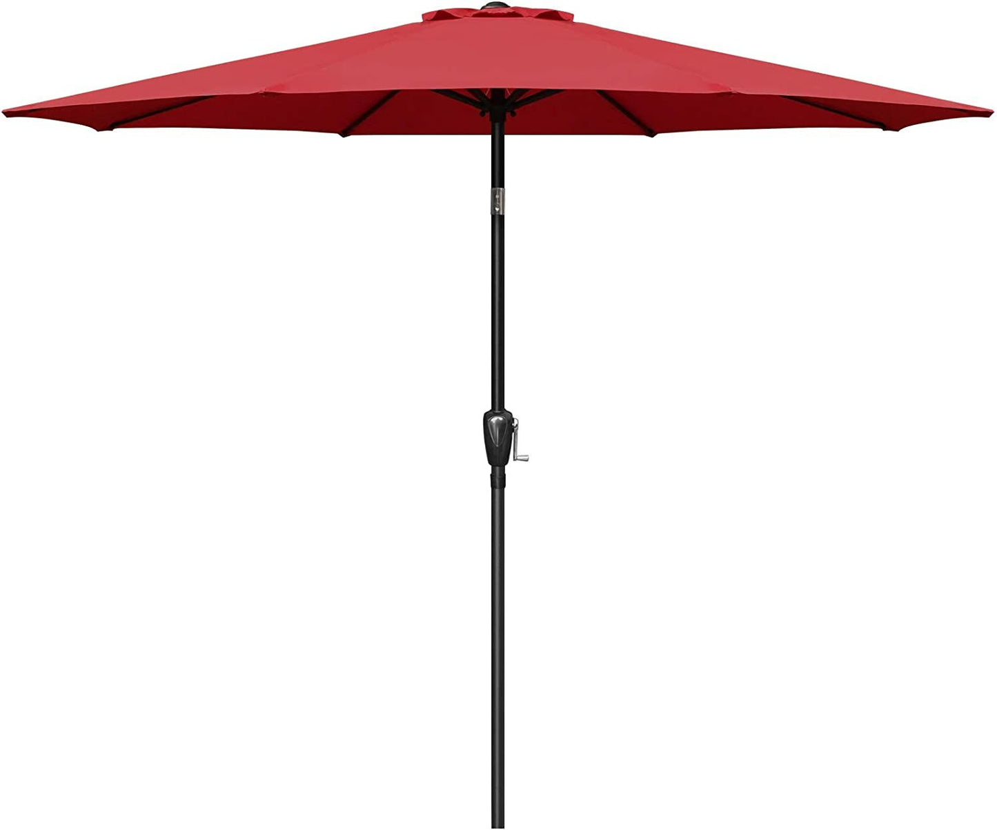 Simple Deluxe 9ft Outdoor Market Table Patio Umbrella with Button Tilt, Crank and 8 Sturdy Ribs for Garden, Red