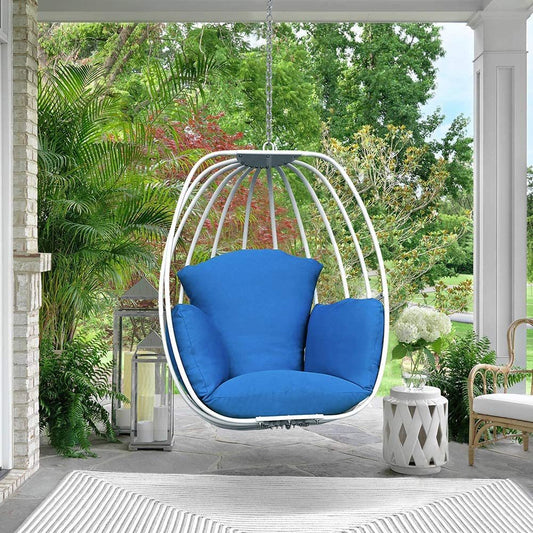 Aluminum Egg Chair; Hanging Swing Chair with Thickness Cushion for Indoor; Outdoor; Garden; Patio