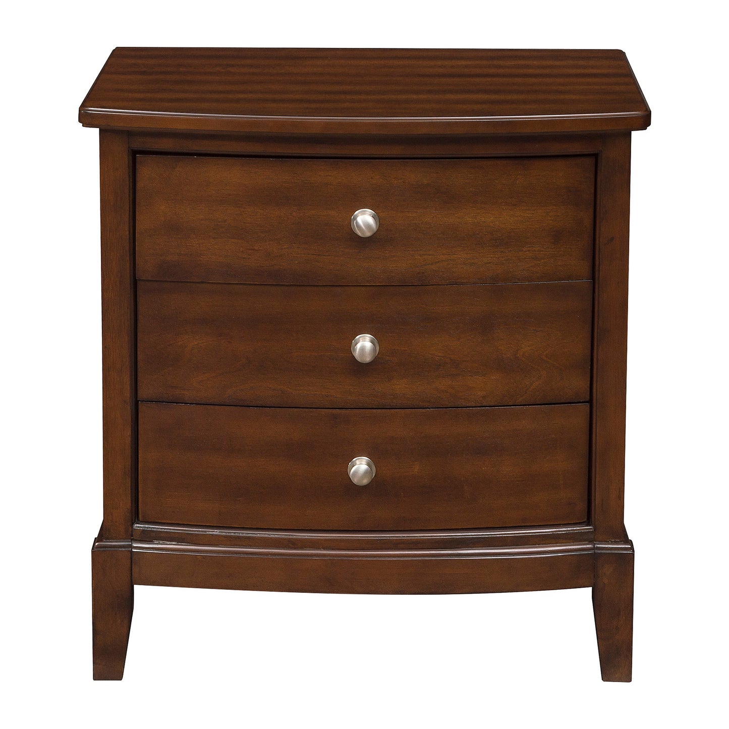 Dark Cherry Finish 1pc Nightstand of 3x Drawers Satin Nickel Tone Knobs Transitional Style Bedroom Furniture