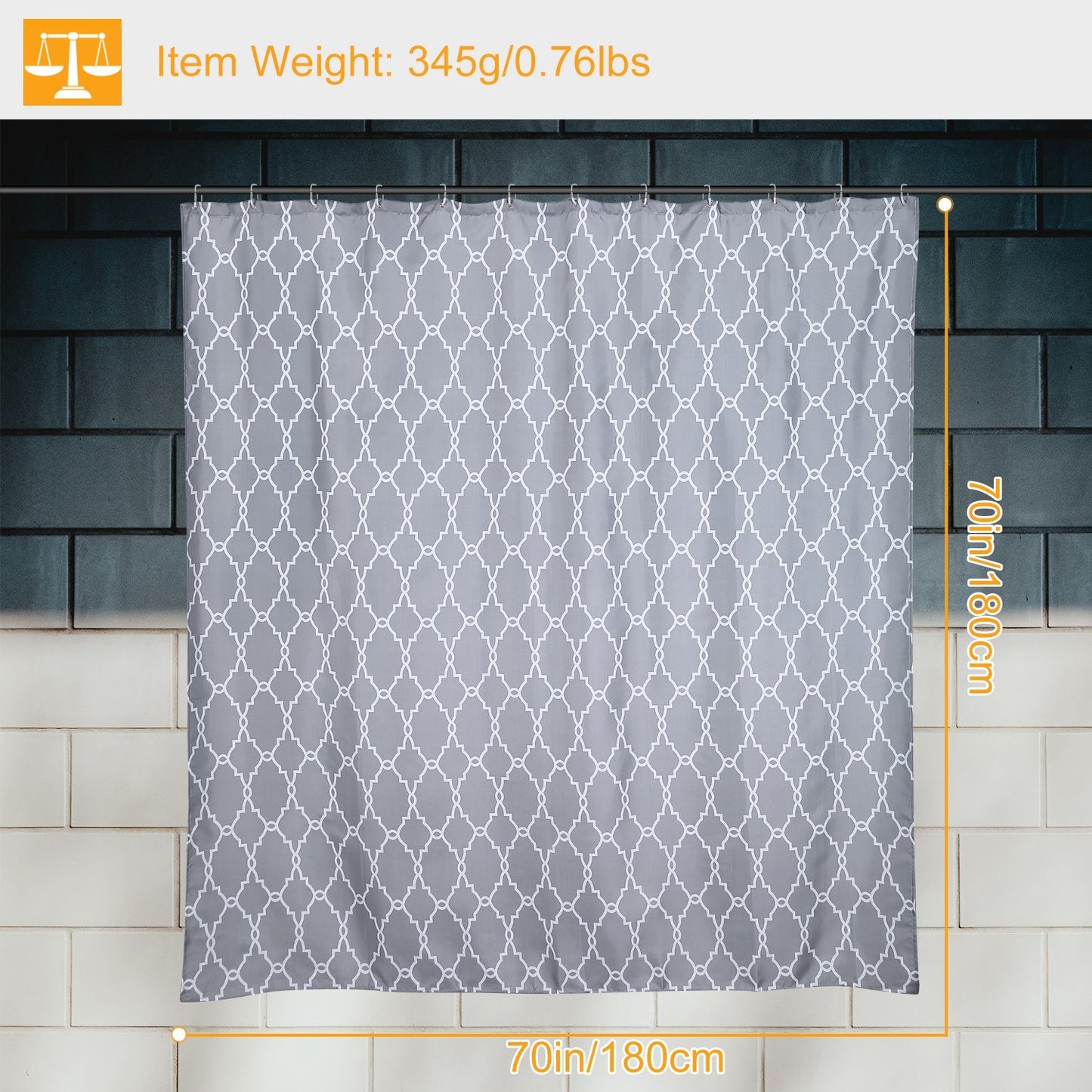 Shower Curtain Waterproof 70x70' Inches Bathroom Shower Drape Liner Print Polyester Fabric Bathroom Curtain