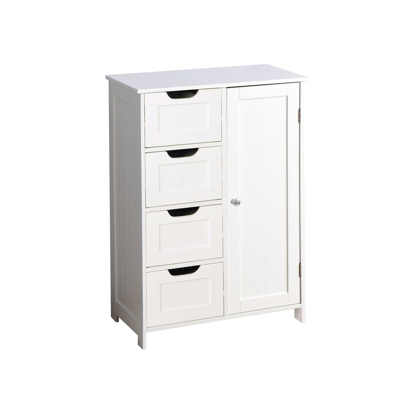 White Bathroom Storage Cabinet; Floor Cabinet with Adjustable Shelf and Drawers