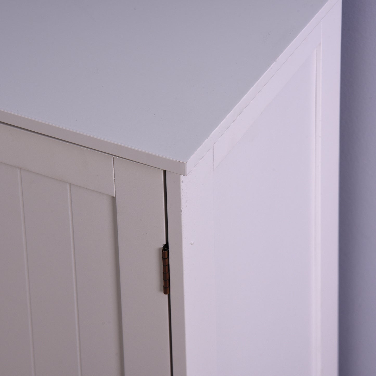 White Bathroom Storage Cabinet; Floor Cabinet with Adjustable Shelf and Drawers