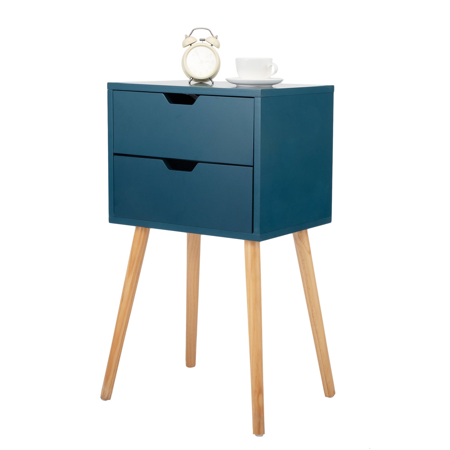 Set of 2 Wooden Modern Nightstand with 2 Drawers and 4 Solid Splayed Legs, Living Room Bedroom Furniture