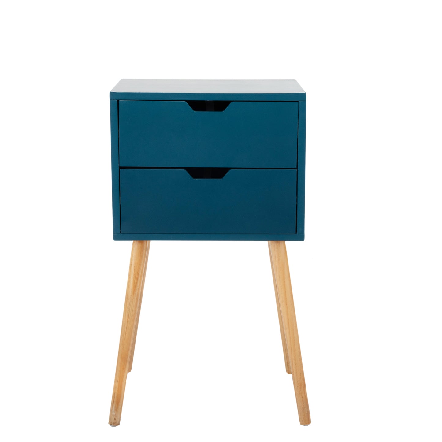 Set of 2 Wooden Modern Nightstand with 2 Drawers and 4 Solid Splayed Legs, Living Room Bedroom Furniture