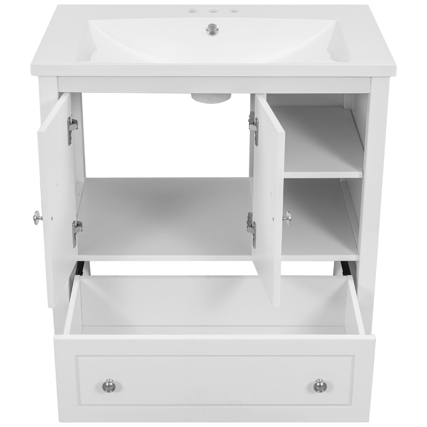 Bathroom Vanity with Sink;  Bathroom Storage Cabinet with Doors and Drawers;  Solid Wood Frame;  Ceramic Sink