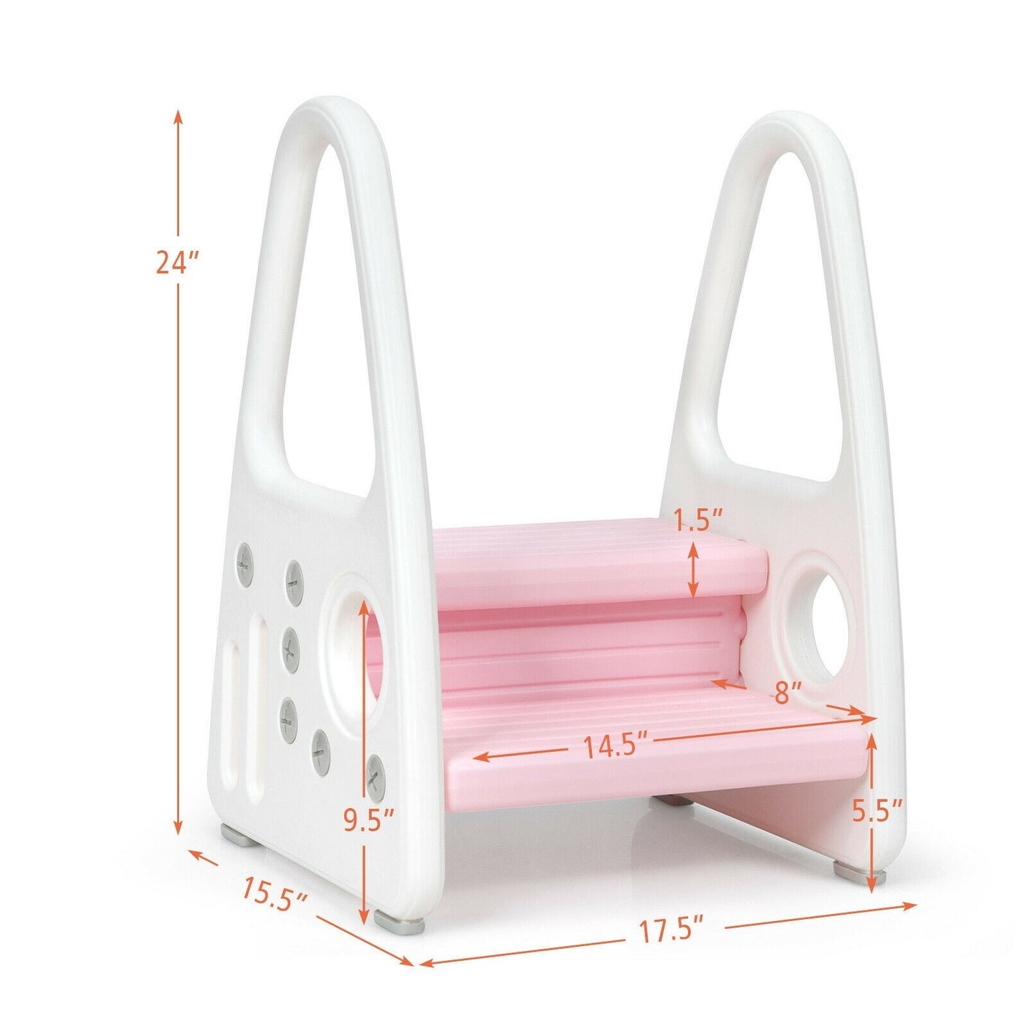 Kids Step Stool Learning Helper with Armrest for Kitchen Toilet Potty Training