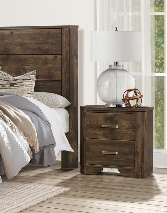 Rustic Brown Finish Nightstand with Storage Drawers Clipped Corners Transitional Style Wooden Bedroom Furniture 1pc Bedside Table