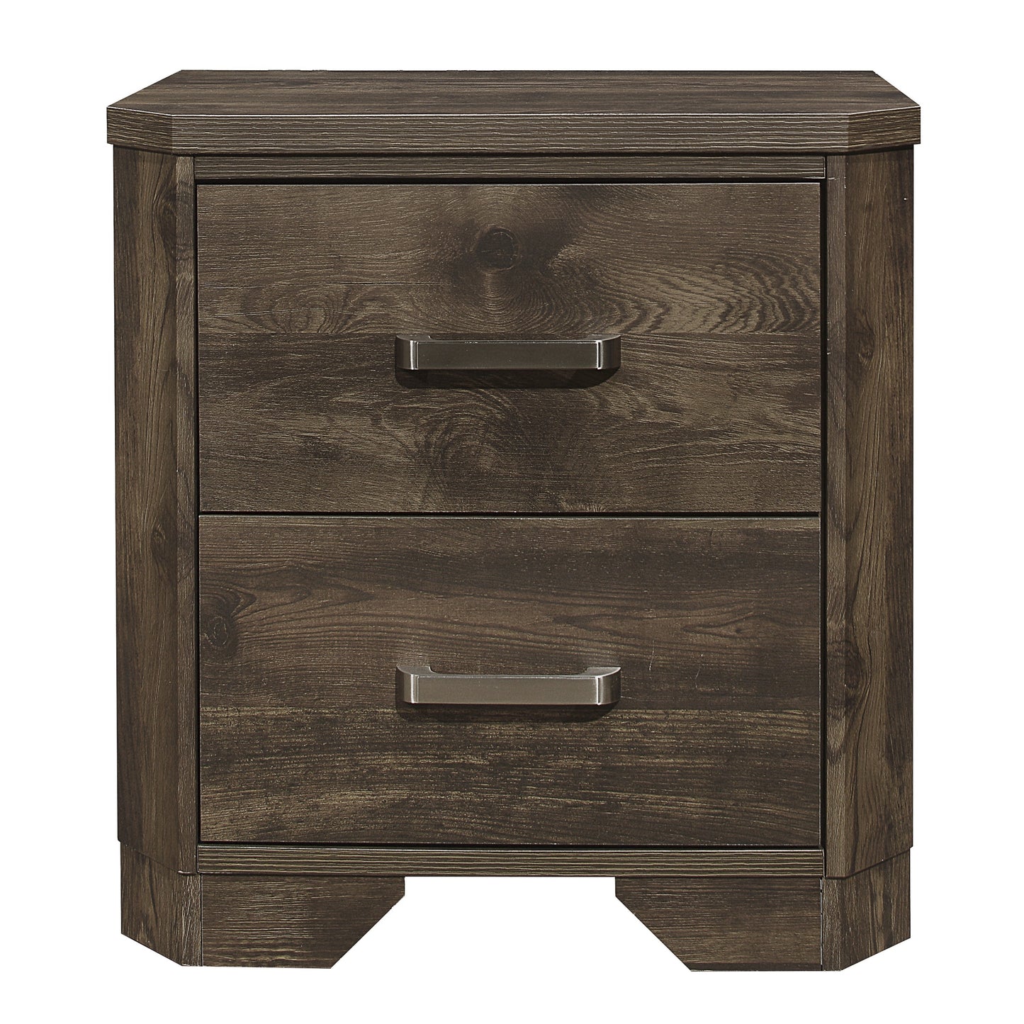 Rustic Brown Finish Nightstand with Storage Drawers Clipped Corners Transitional Style Wooden Bedroom Furniture 1pc Bedside Table