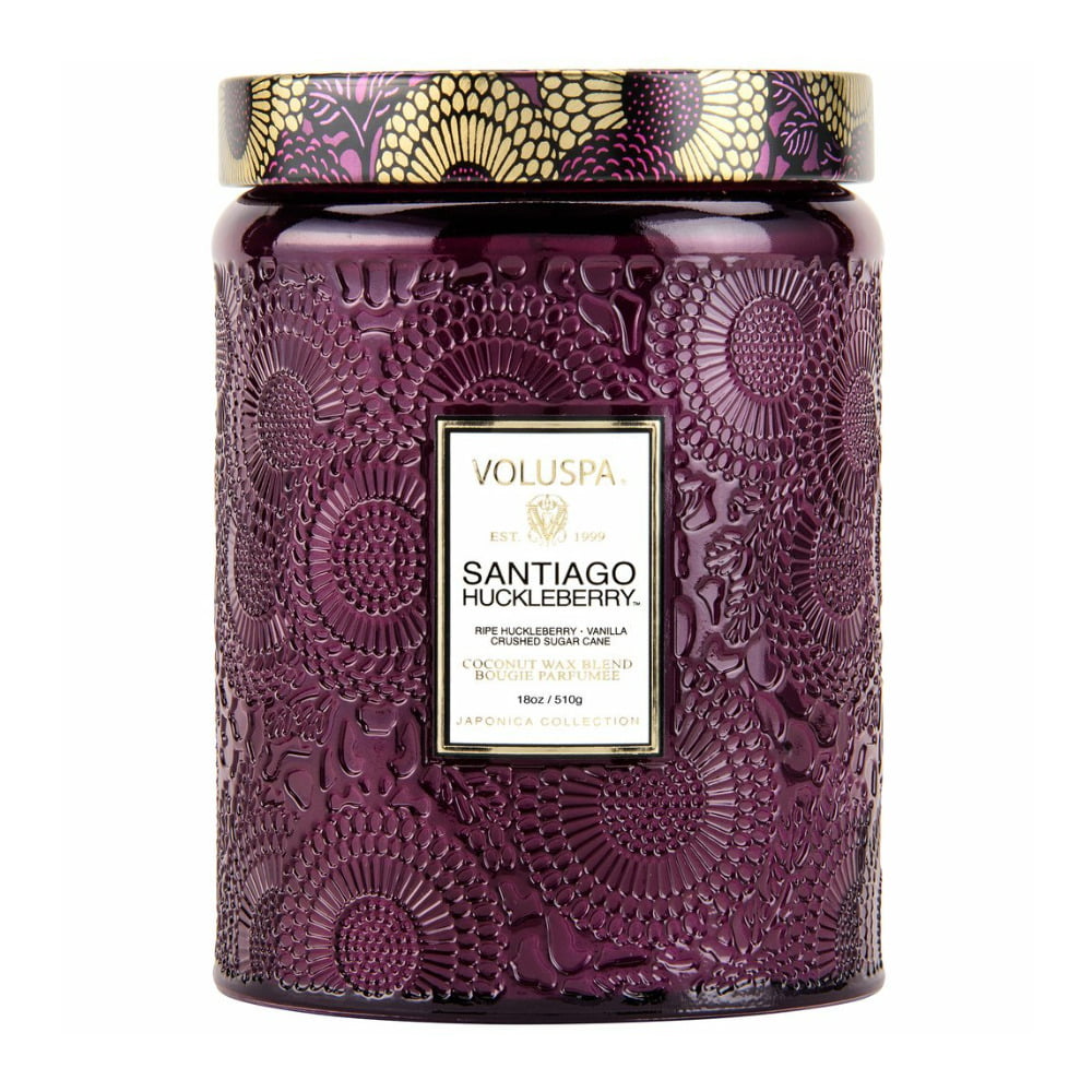 Voluspa Santiago Huckleberry Large Embossed Glass Jar Candle (18 Ounces)