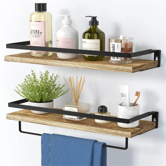 Bathroom Shelf with Towel Bar Set of 2