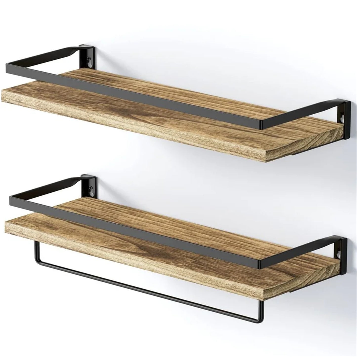 Bathroom Shelf with Towel Bar Set of 2