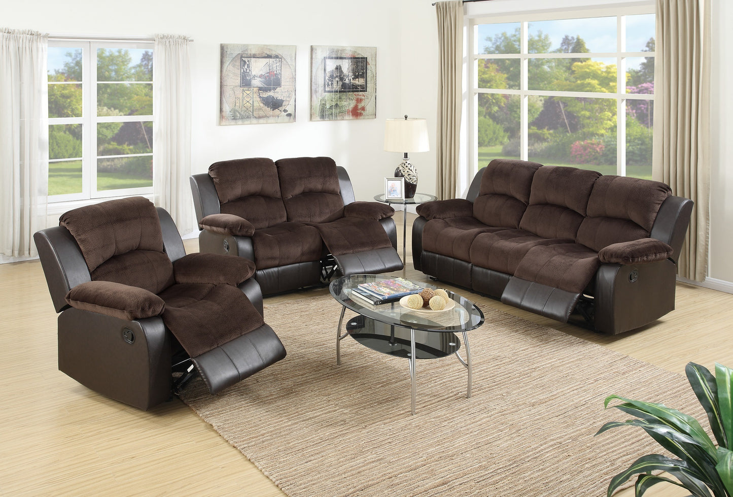 Motion Recliner Chair 1pc Glider Rocker Recliner Living Room Furniture Chocolate Padded Suede Living Room