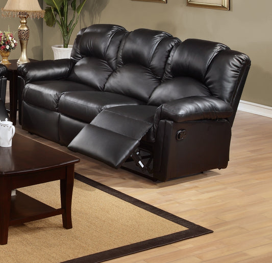 New Contemporary Motion Sofa 1pc Couch Living Room Furniture Black Bonded Leather